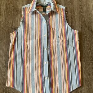 Ralph Lauren Blue and Orange Casual Button Down Shirt